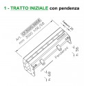 Stainless steel Slot channel - INITIAL SECTION with slope – L 3000 mm, H 56/68 mm