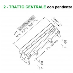 Canale a fessura TRATTO CENTRALE con pendenza mm 3000 h. 68/80