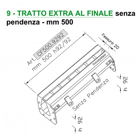 Canale a fessura tratto finale con pendenza mm 3000 h80/92 (anche a misura)