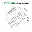 Canale a fessura ridotta mm 8  in acciaio inox  - TRATTO INIZIALE con pendenza -  L mm 3000, H mm 56/68