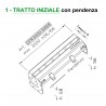 8 mm Heel proof Stainless steel Slot channel - INITIAL SECTION with slope – L 3000 mm, H 56/68 mm