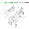 Canale a fessura ridotta mm 8 in acciaio inox - TRATTO CENTRALE con pendenza - L mm 3000, H mm 68/80