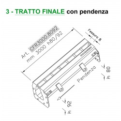 Canale a fessura ridotta mm 8 TRATTO FINALE con pendenza mm 3000 h. 80/92