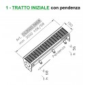 Canale a griglia in acciaio inox - TRATTO INIZIALE con pendenza - L mm 3000, H mm 56/68