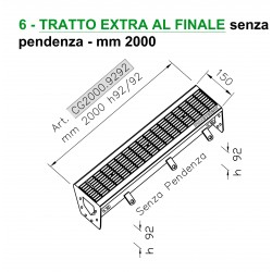 Canale a griglia TRATTO EXTRA FINALE senza pendenza mm 2000 h. 92/92