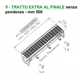 Canale a griglia TRATTO EXTRA FINALE senza pendenza mm 500 h. 92/92