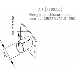 Flangia di chiusura con scarico orizzontale Ø 50 mm