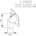  Stainless steel end cap flange with VERTICAL outlet pipe Ø 50 mm.