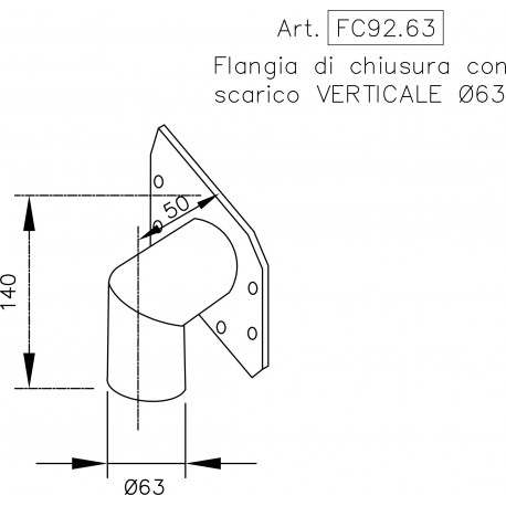 Flangia di chiusura con scarico verticale Ø 63 mm